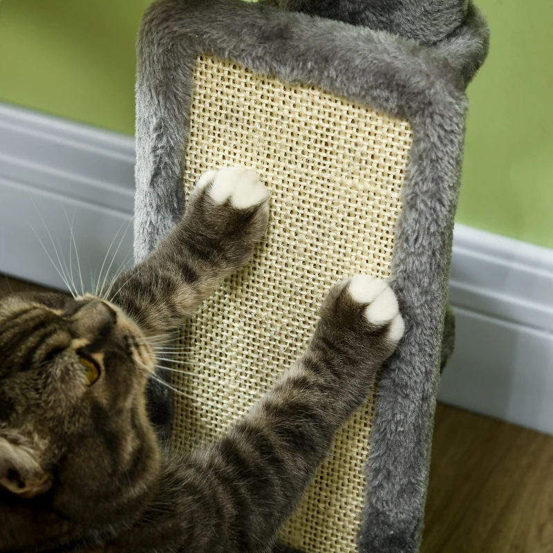 PawHut 59" Cat Tree with Scratching Posts, Self Groomer, Scratching Pad, Large Cat Tower for Indoor Cats with Hammock, Bed, House, Toys, Grey