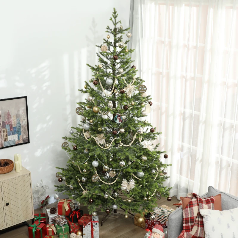 HOMCOM 9ft Artificial Prelit Sparse Cedar Christmas Tree with LED Lights and 4306 Tips, Steel Base for Home Office Holiday