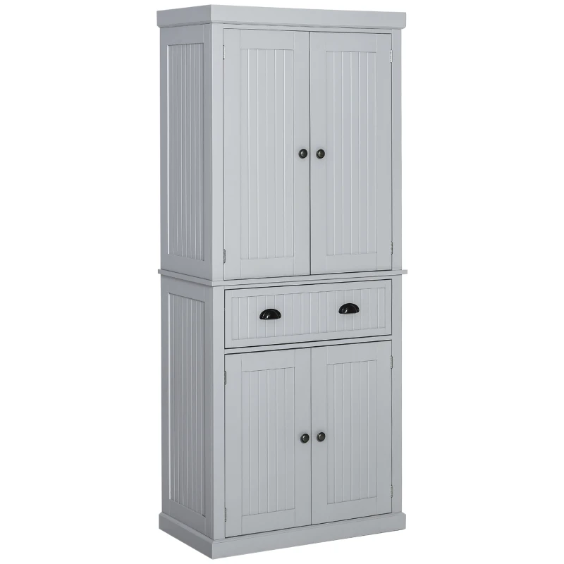 HOMCOM 72" Kitchen Pantry, Freestanding Storage Cabinet with Drawer, Doors, Grey