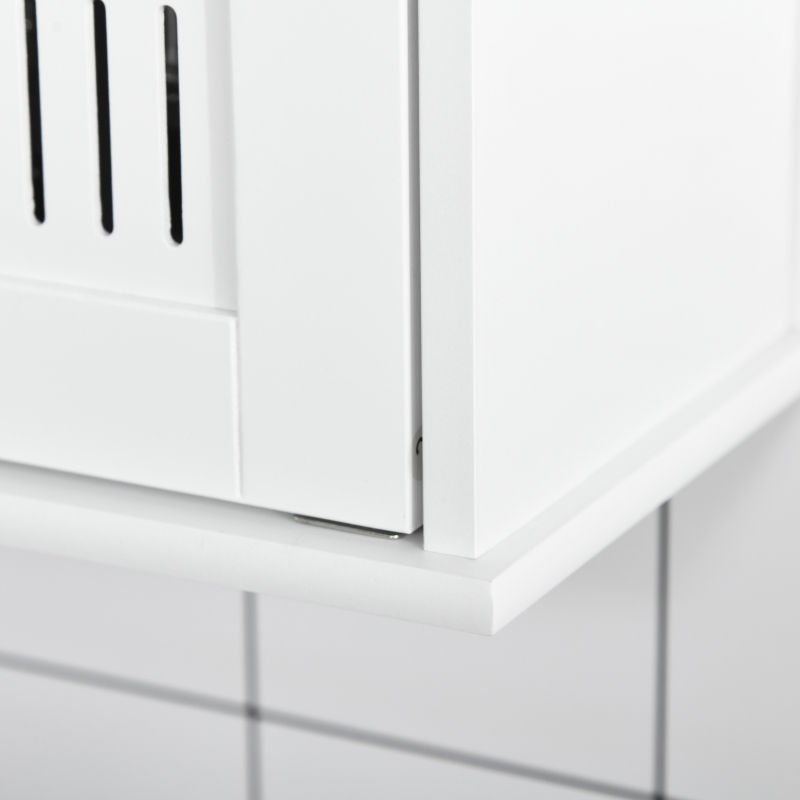 kleankin Medicine Cabinet with Mirror, Bathroom Wall Cabinet with 2 Mirrored Doors, 2 Slat Doors and Adjustable Shelf, White