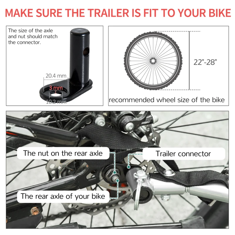 Aosom Bike Cargo Trailer Bicycle Luggage Carrier Cart with Cover Black Red