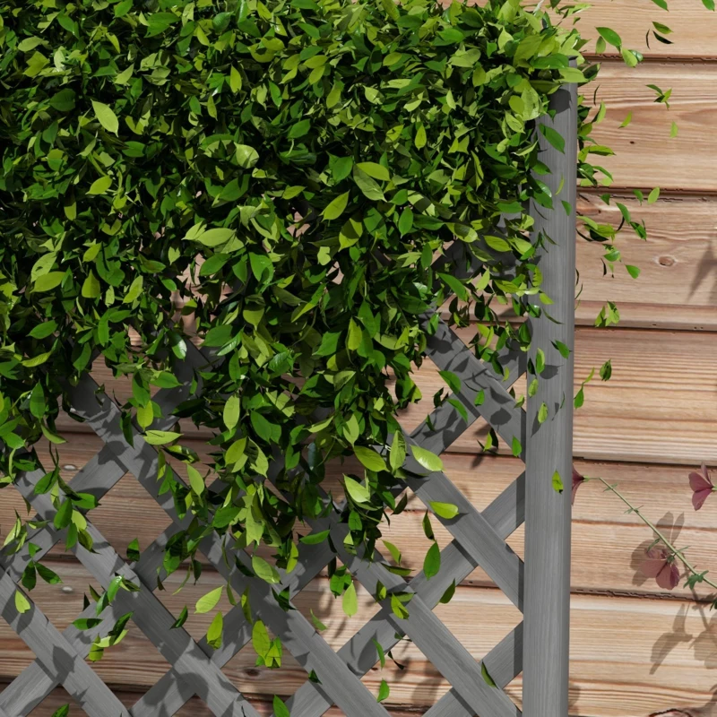 Outsunny 46" Wooden Planter with Trellis, Raised Garden Bed to Grow Vegetables, Herbs, Flowers for Backyard, Patio, Gray