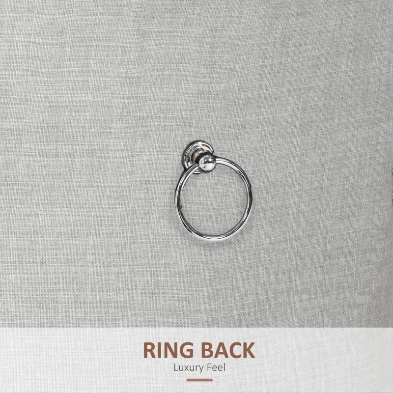 HOMCOM Swoop Air Linen Fabric Dining Chair with Nailhead Trim and Wood Legs, Light Grey