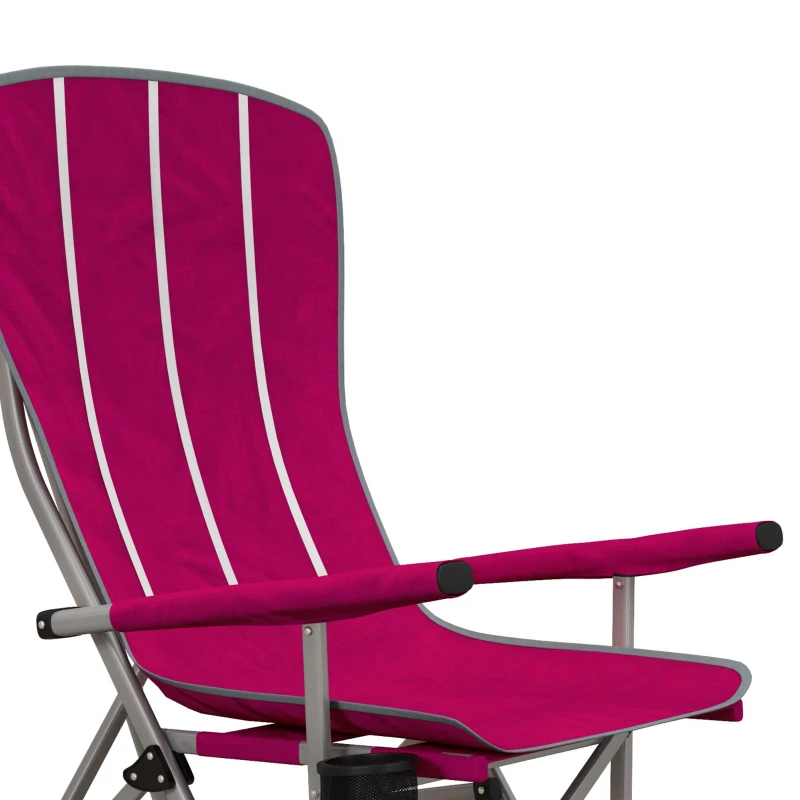 Outsunny Folding Camping Chair High Back Portable Lawn Chair w/ Storage Pocket, Cup Holder and Carrying Bag for Outdoor, Beach, Picnic, Hiking, Travel, Wine Red
