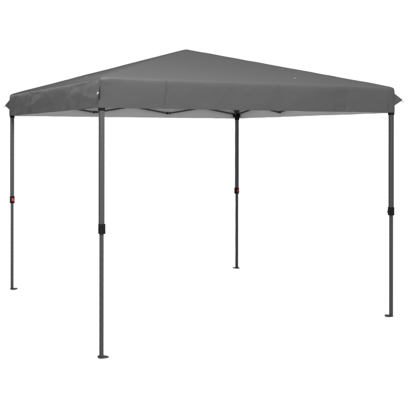 Outsunny 10x10FT Pop Up Canopy with 1-Button Push, Carry Bag, Stakes, Ropes, Sandbags, Height Adjustable Instant Sun Shelter