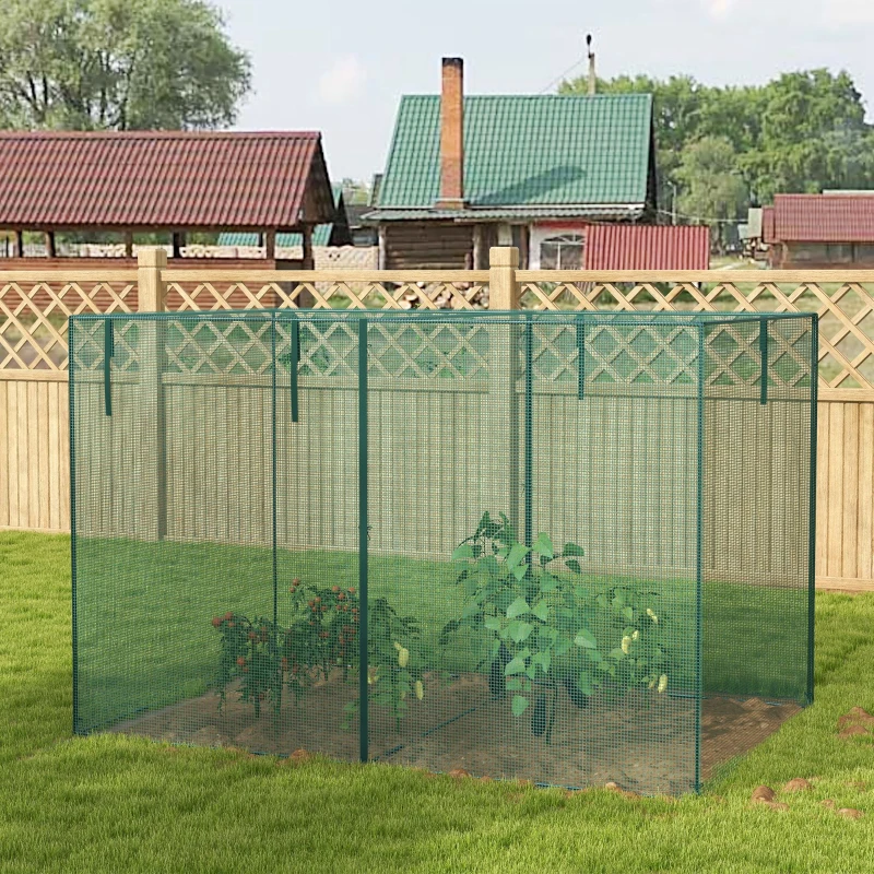 Outsunny 10 x 6.5ft Crop Cages for Garden, Plant Protectors from Animals with Two Zippered Doors and Storage Bag, Green
