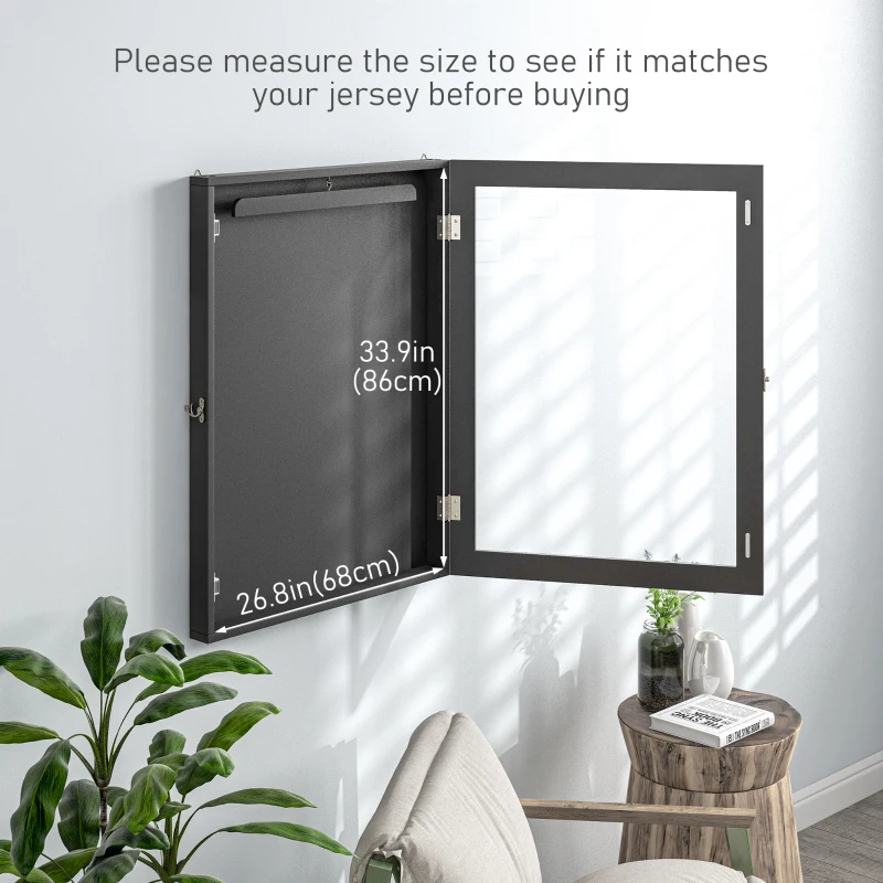 HOMCOM 24" x 32" Hockey Jersey Frame, Jersey Shadow Box for Basketball Football Baseball, Black