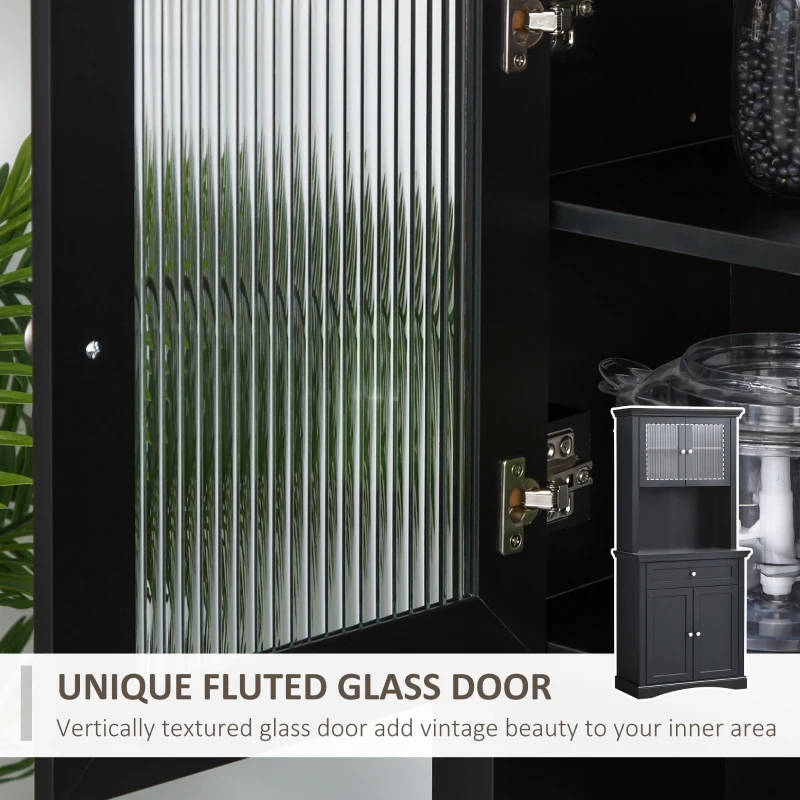 HOMCOM Tall Colonial Style Kitchen Pantry Storage Cabinet W/ Adjustable Shelves Black