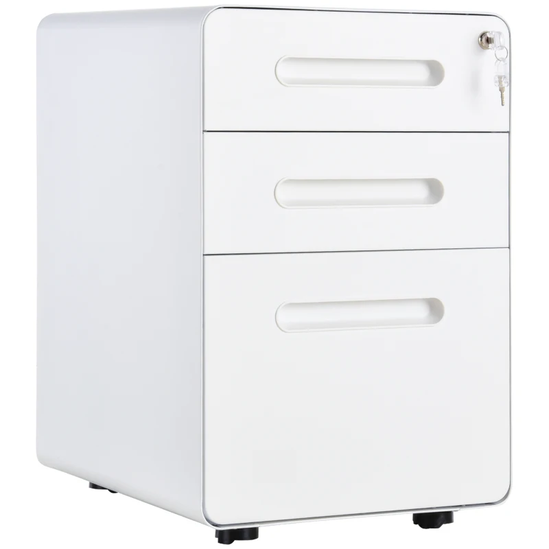 Vinsetto Lockable File Cabinet, Steel Filing Cabinet on Wheels for Legal, A4, Letter Size, Home Office