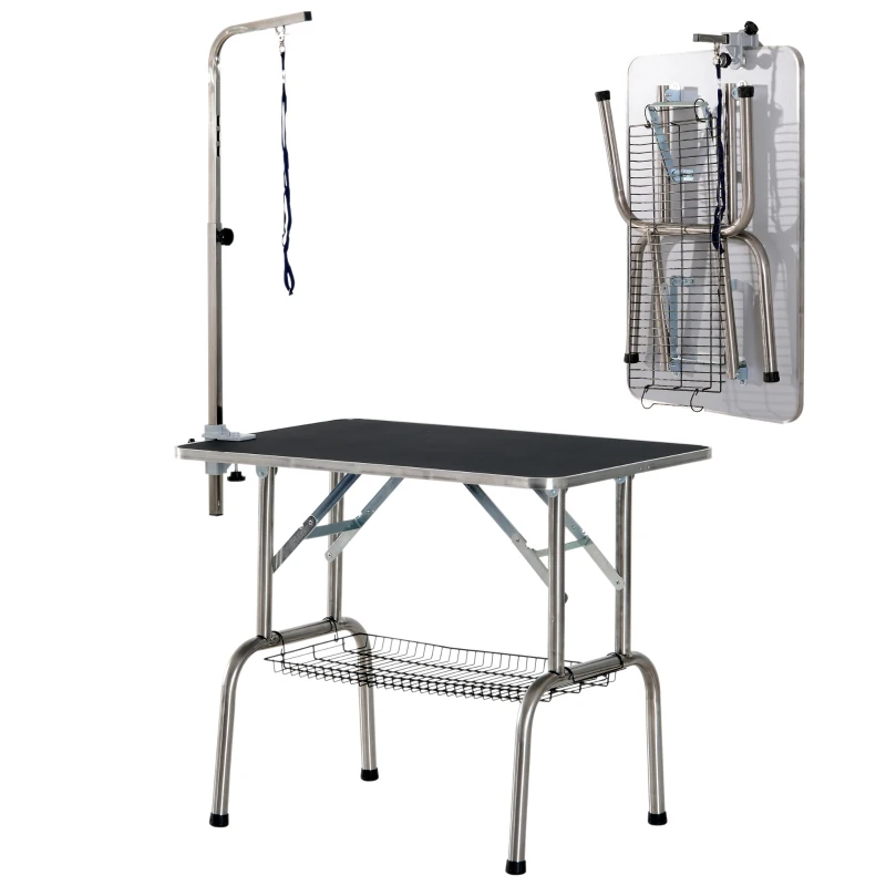 PawHut 36-inch Dog Grooming Table Stainless Steel QUALITY GUARANTEED with Adjustable Arm and Basket