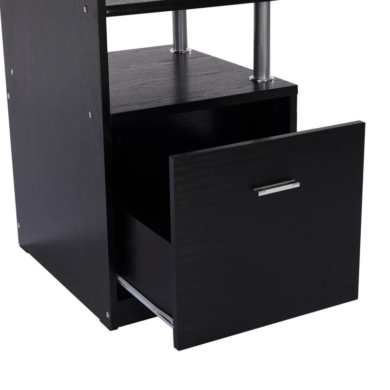 HOMCOM Wood Computer Desk Table Laptop Workstation with Storage Shelf Drawer Office Home Black