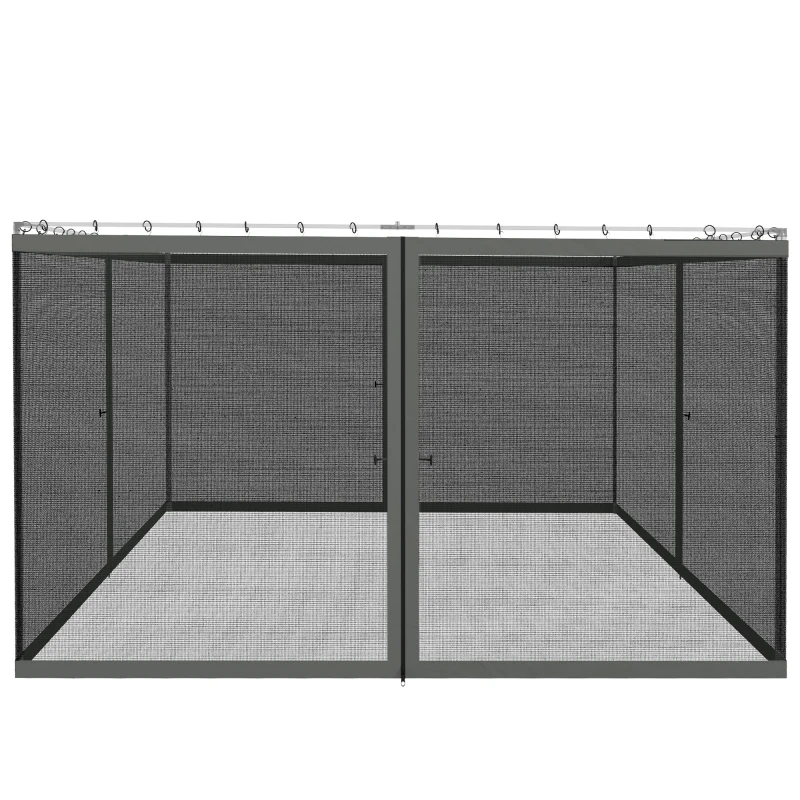 Outsunny Replacement Mosquito Netting for Gazebo 12' x 12' Black Screen Walls for Canopy with Zippers