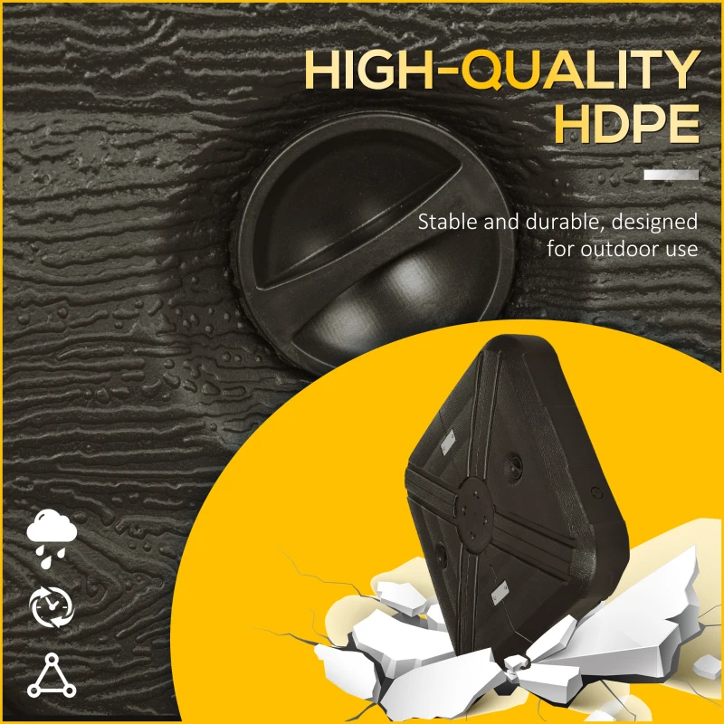 Outsunny Fillable Patio Cantilever Umbrella Base with Wheels, Heavy-duty Offset Umbrella Weights with Easy-Fill Spouts, Steel Cross Base, 430lbs Sand or 375lbs Water Filled, Coffee