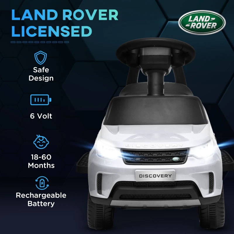 Qaba 2 in 1 Land Rover Licensed 6V Ride on Car Sliding Car Battery Powered Electric Car w/ Headlights Music Horn, White
