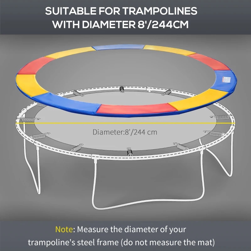 HOMCOM ⌀8ft Trampoline Pad ⌀96" Spring Safety Replacement Gym Bounce Jump Cover EPE Foam Colorful