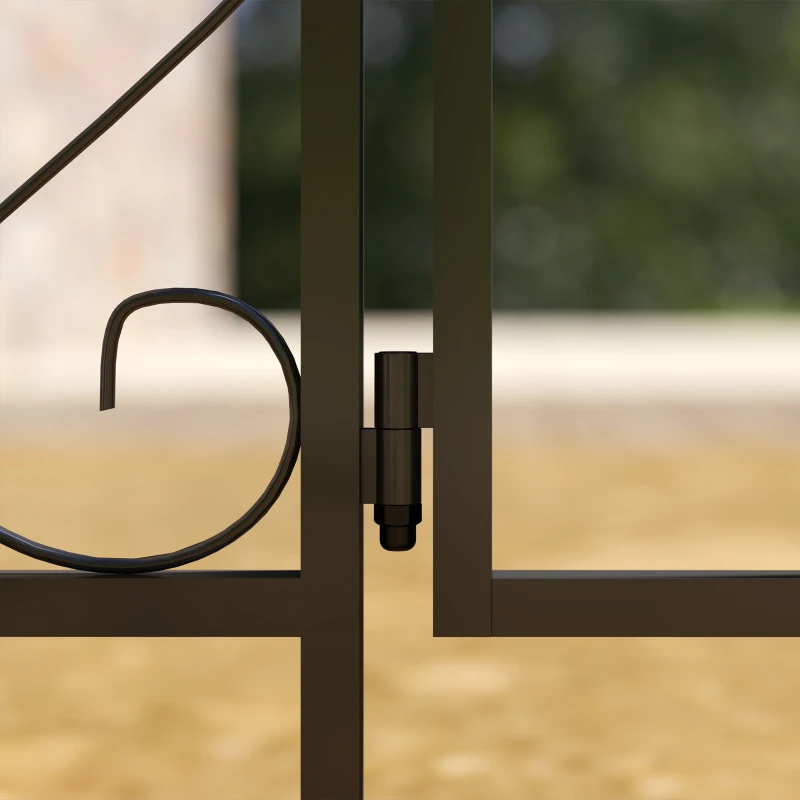 Outsunny 7.4ft Steel Garden Arch with Gate, Garden Arbor Trellis for Climbing Plants, Roses, Vines, Wedding Arch for Outdoor, Garden, Lawn, Backyard, Black