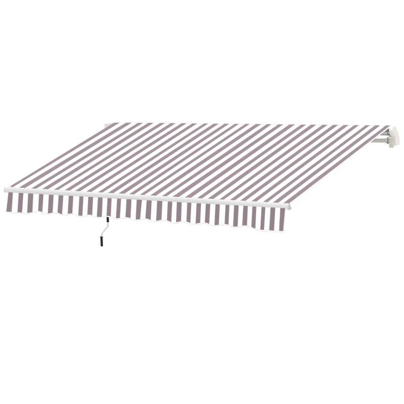 Outsunny 10' x 8' Retractable Awning, Patio Awnings, Sunshade Shelter w/ Manual Crank Handle, UV & Water-Resistant Fabric and Aluminum Frame for Deck, Balcony, Yard, Coffee Stripes