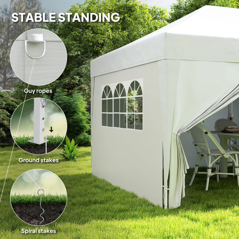 Outsunny 10' x 20' Pop Up Canopy Tent Outdoor Portable Easy Up Party Tent Garden Shade Shelter with Walls Carrying Bag, White