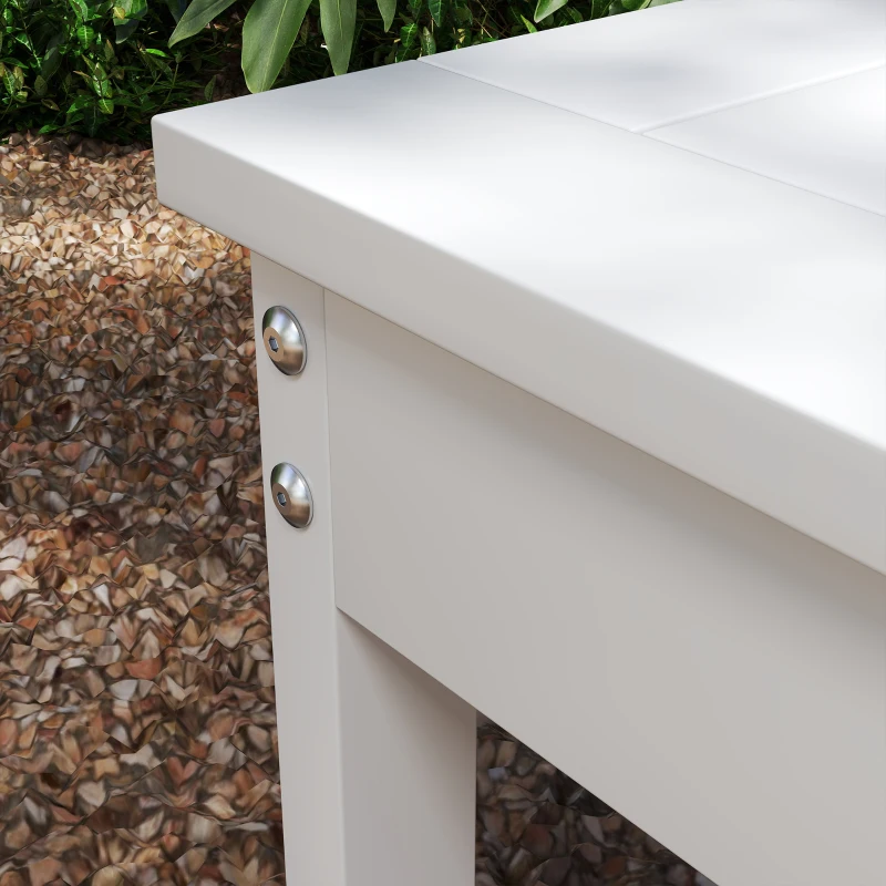 Outsunny 47" Outdoor Bench Seat, HDPE All-Weather Garden Bench, Backless Slatted Patio Bench for Yard, Porch, Park, White