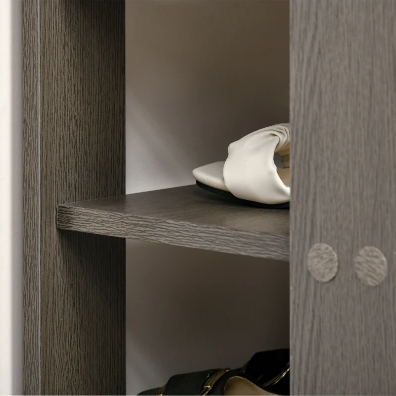 HOMCOM Shoe Rack, Free Standing Shoe Cabinet with Drawer and 5-tier Storage Shelf, Shoe Storage Organizer for Entryway, Grey