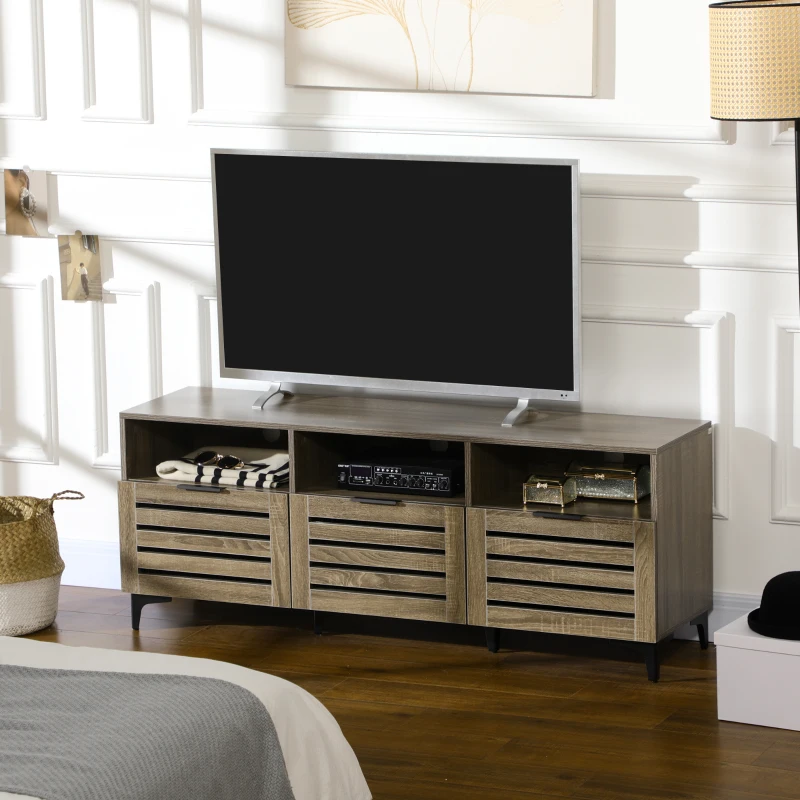 HOMCOM TV Stand for 65 Inch TV, Entertainment Center with Drawer, Doors, and Storage Shelves, TV Cabinet for Living Room, Bedroom, Gray