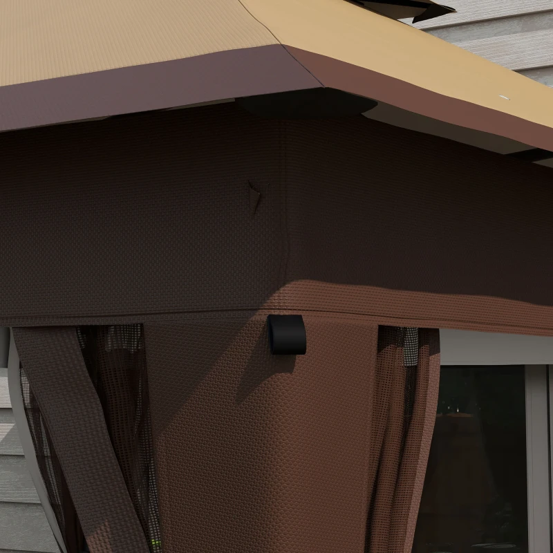 Outsunny 11x11FT Pop Up Canopy with 1-Button Push, Mosquito Netting, Carry Bag, Sandbags, Height Adjustable Instant Shelter