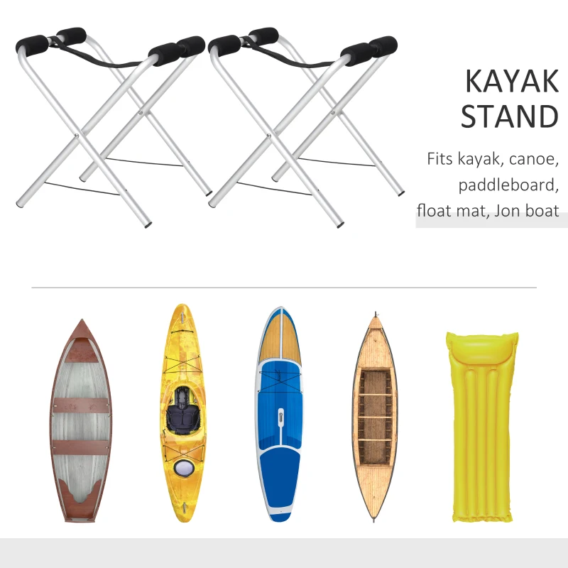 Soozier Universal Kayak Storage Stand & Rack for Cleaning, Storing, & Maintenance with Aluminum Frame & Folding Design