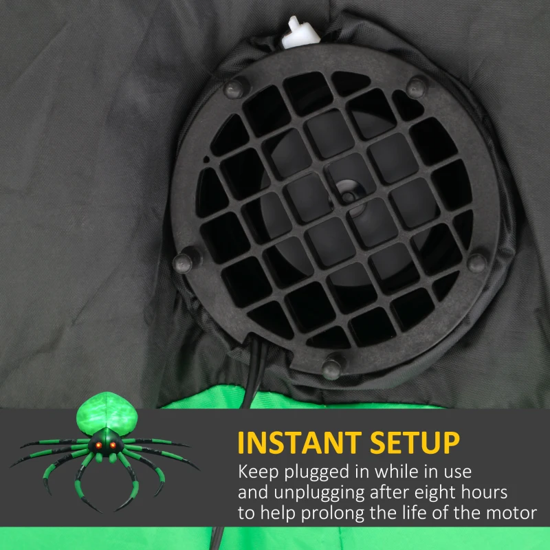 HOMCOM 6' Halloween LED Yard Decor Crawling Spider, Blow Up Inflatable Outdoor Decoration for Garden, Waterproof