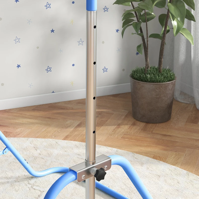 Qaba Folding Gymnastics Bar for Kids, Adjustable Height, Bubble Gum Blue