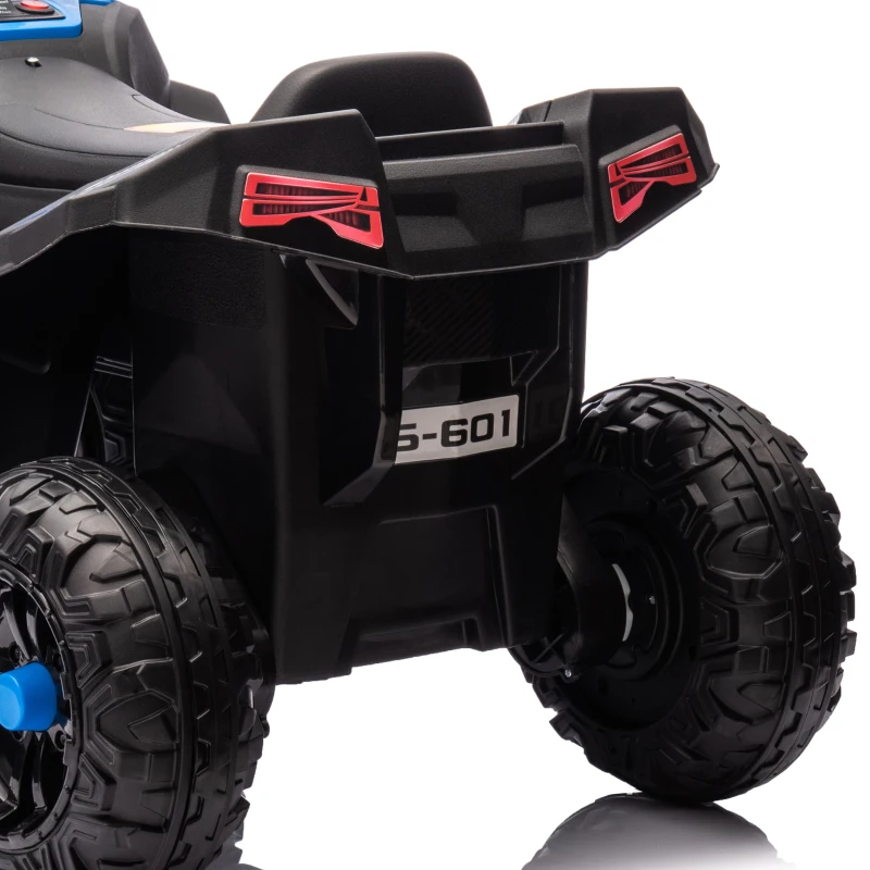 Qaba 12V Kids ATV with Spring Suspension, Forward & Reverse, LED Lights, Music, MP3, Blue