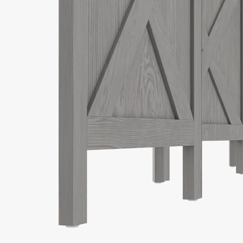 HOMCOM 4.7' 4 Panel Room Divider, Indoor Privacy Screens for Home, Distressed Gray