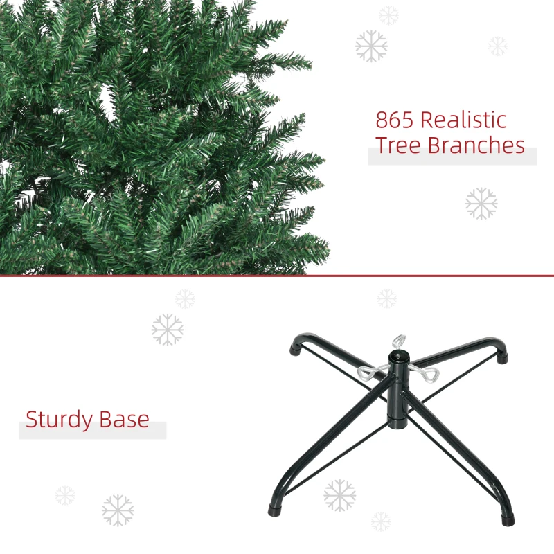HOMCOM 6.9ft Artificial Christmas Tree w/ Metal Stand Spruce Branch Tips Green