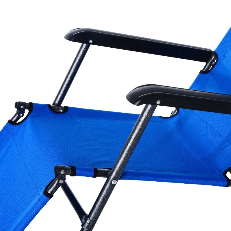 Outsunny Folding Lounge Chair Portable Chaise Sun Lounger Recliner Outdoor Blue
