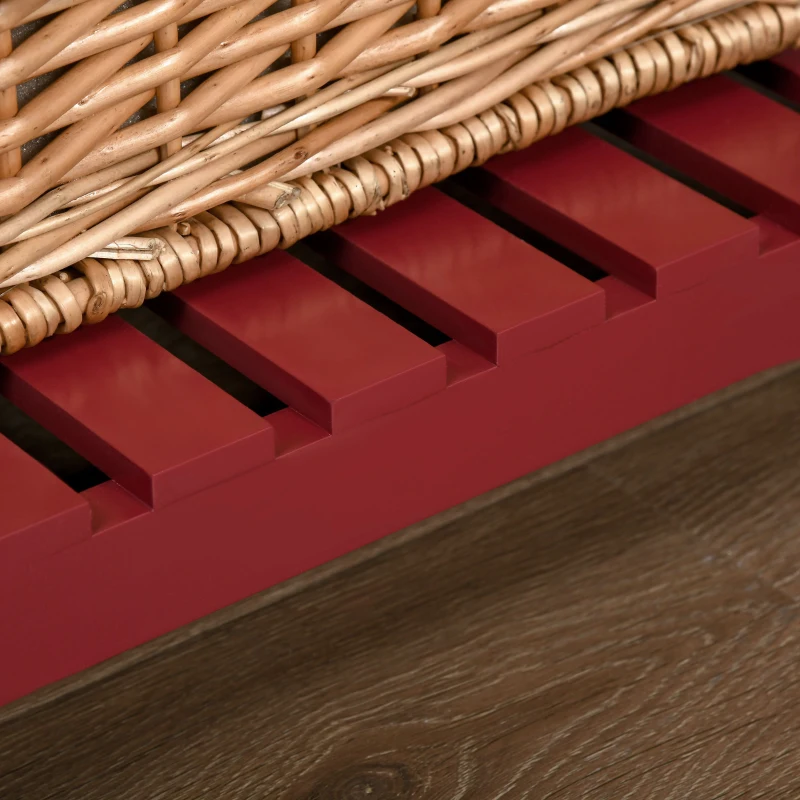 HOMCOM Sideboard Buffet Cabinet with Storage, Modern Coffee Bar Cabinet with 4 Drawers and Slatted Bottom Shelf, Console Table for Kitchen, Living Room, Dining Room, Hallway, Red