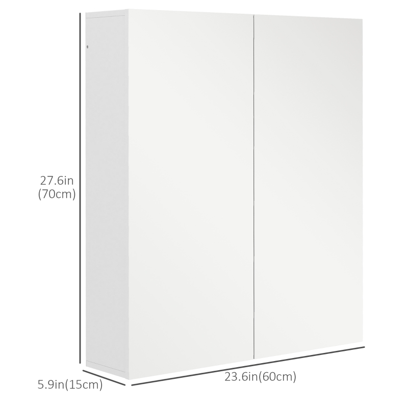 kleankin Wall Mounted Mirror Cabinet, Bathroom Medicine Cabinet with Mirror, 2 Doors, Adjustable Shelf and Soft Close Mechanism