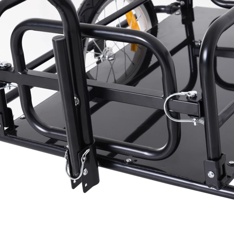 Aosom Foldable Bike Cargo Trailer Cart with Hitch, 88 lbs. Capacity, Black(m-8)