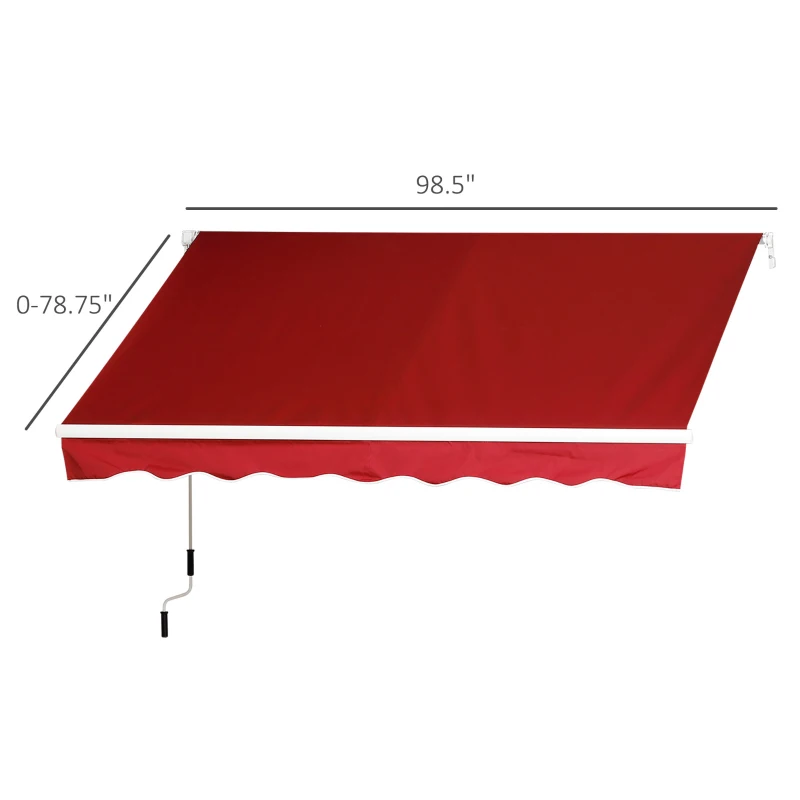 Outsunny 8' x 6.6' Patio Retractable Awning, Manual Exterior Sun Shade Deck Window Cover, Red