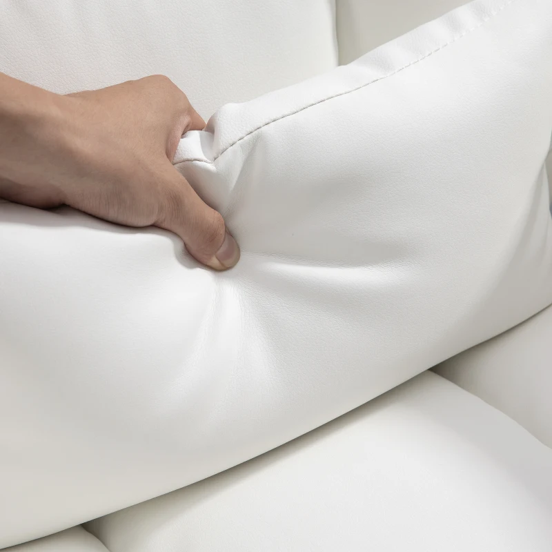 HOMCOM Executive Office Chair with Footrest and Lumbar Support, PU Leather Desk Chair, Ergonomic, Reclining and Swivel, White