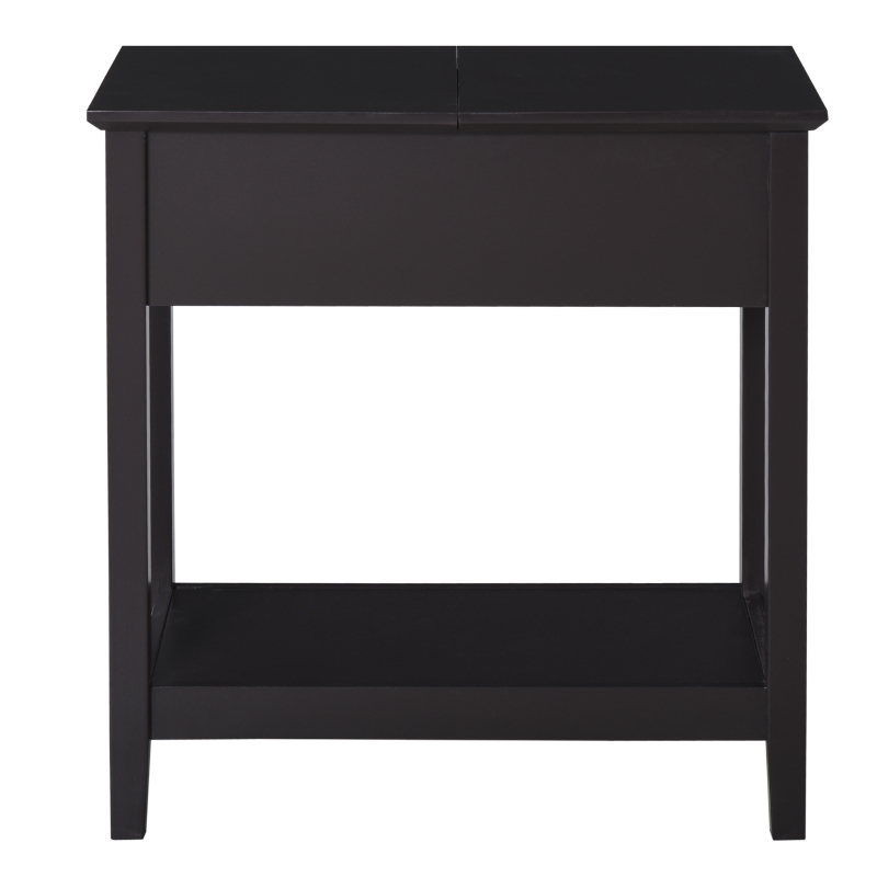 HOMCOM End Side Table in Flip Top Design with Cabinet and Bottom Shelf, Storage Furniture Decoration for Bedroom Living Room Office, Dark Coffee