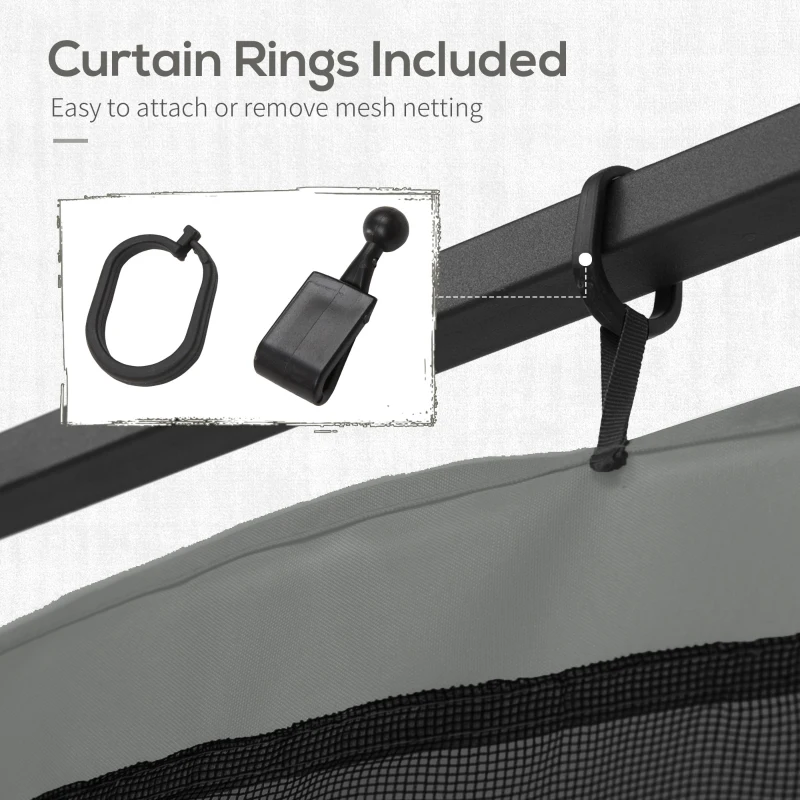 Outsunny Replacement Mosquito Netting for Gazebo 10' x 12' Black Screen Walls for Canopy with Zippers, Dark Grey