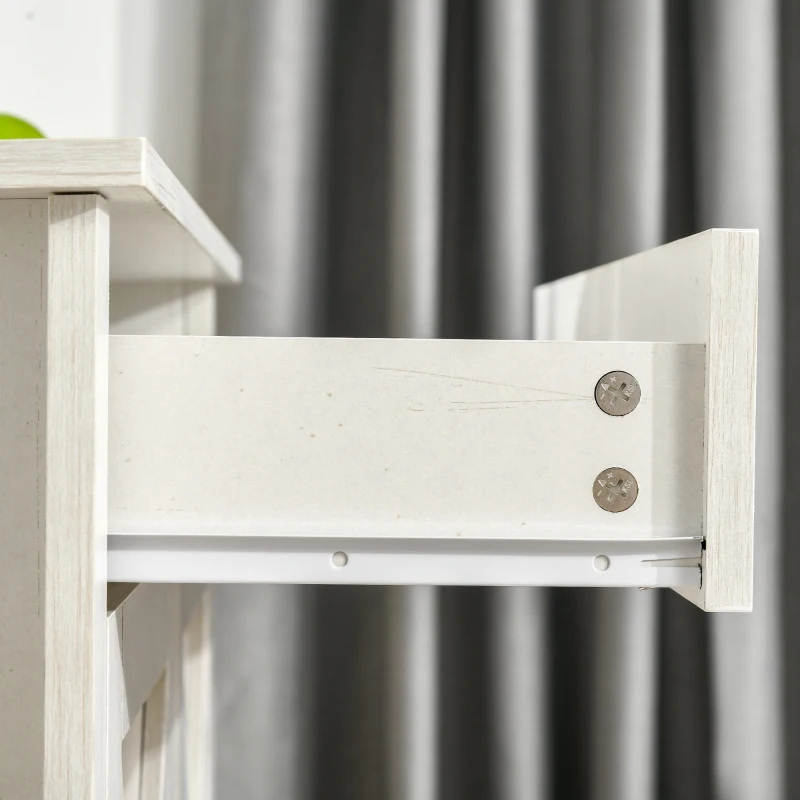 HOMCOM Farmhouse Sideboard Buffet Cabinet, Storage Cabinet with Barn Doors, Distressed White