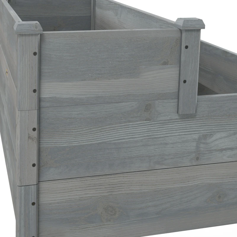 Outsunny 3-Tier Garden Bed Planter Box for Backyard, Patio, 49"x49"x22", Grey