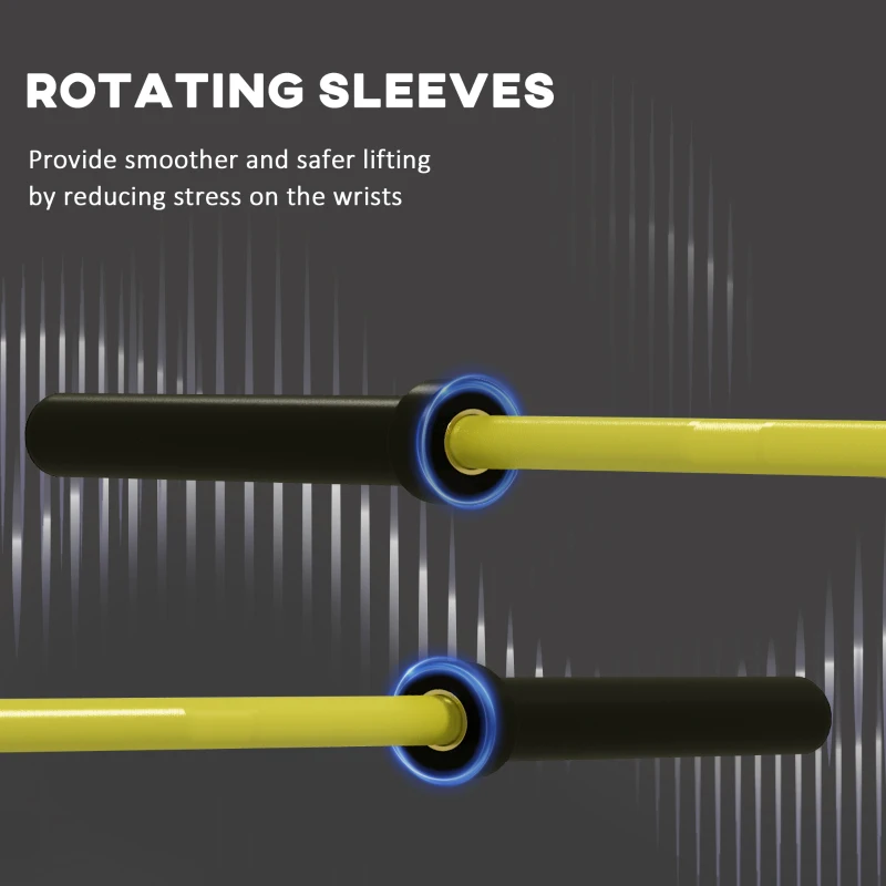 Soozier 7.2ft Weight Bar, Olympic Bar with Rotating Sleeves, Non-Slip Knurling Grip, 1500lbs Weight Capacity, Yellow
