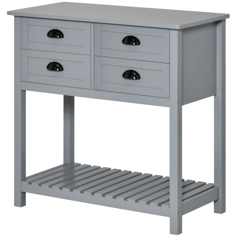 HOMCOM Sideboard Buffet Cabinet with Storage, Modern Coffee Bar Cabinet with 4 Drawers and Slatted Bottom Shelf, Console Table for Kitchen, Living Room, Dining Room, Hallway, Gray