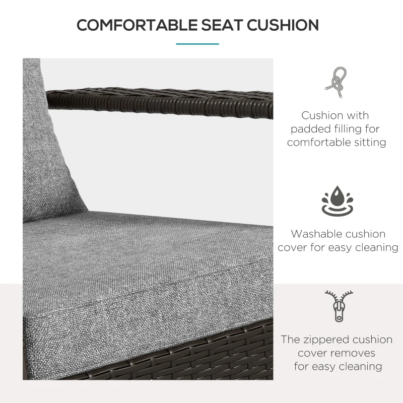 Outsunny Patio Wicker Adirondack Chair, Outdoor Rattan Muskoka Chair with Cushions for Patio, Garden, Backyard, Grey