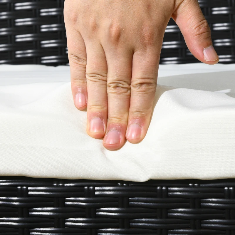 Outsunny 4 PE Rattan Outdoor Dining Chairs with Cushions, Patio Wicker Dining Chairs with Backrest, Black