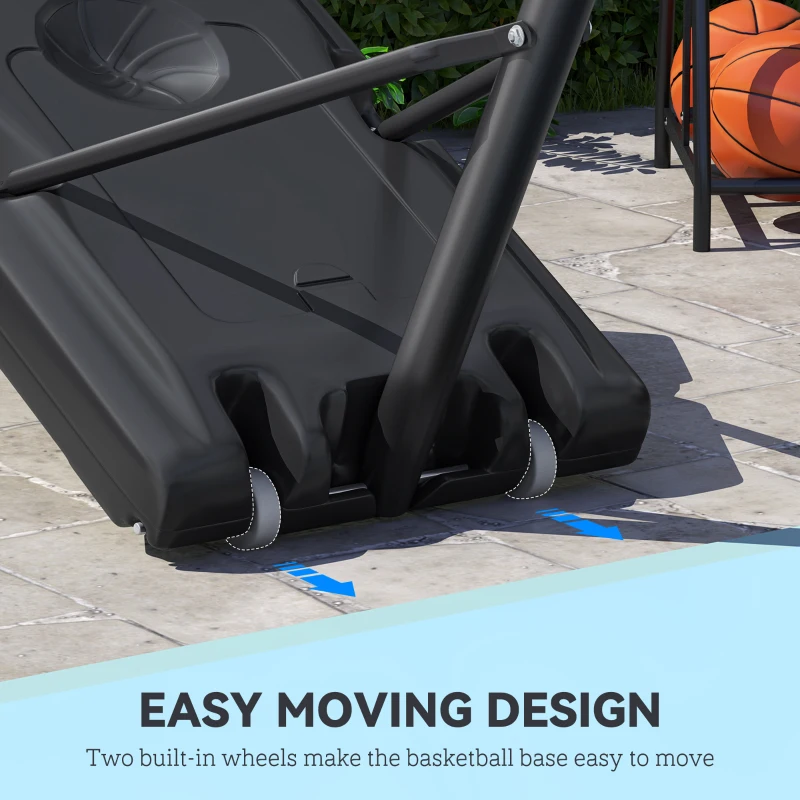 Soozier Portable Basketball Hoop, 5.2-10' Adjustable Height, Weight Base with Ball Holder, Basket Ball Stand on Wheels with 43" Backboard for Outdoor Junior Youth Adult Use, Black