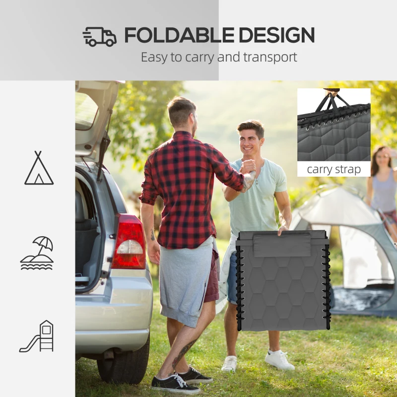 Outsunny Folding Chaise Lounge Set with Reclining Back, 25.6" x 74" x 14.2", Gray