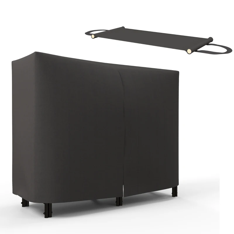 Outsunny 4ft Outdoor Firewood Rack with Cover and Carrier, Adjustable Wood Storage Holder, Indoor Outdoor Log Rack, Black