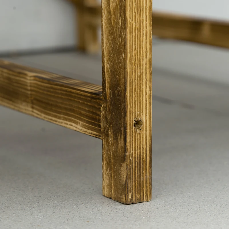 Outsunny 39.5'' L x 31.5" W x 31.5"H 3 Tier Flower Stand Wood Planter Ladder Display  Rack for Garden Indoor Outdoor Backyard Storage Shelf Unit